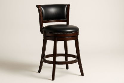 Swivel Bar Stool Black Faux Leather Solid Hardwood 76cm-Formdecory