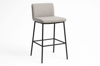 Light Grey Fabric Upholstered Bar Stool with Metal Frame 75cm-Formdecory