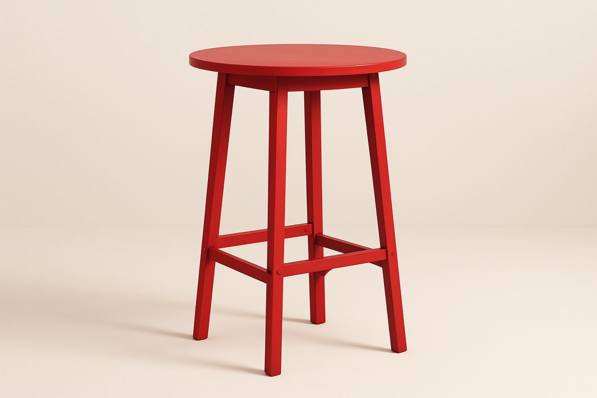 Red Wooden Round Bar Stool 75cm Height-Formdecory