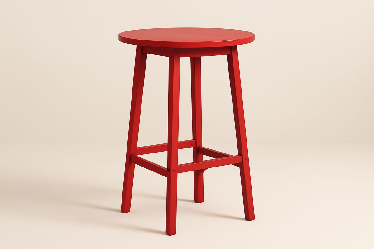 Red Wooden Round Bar Stool 75cm Height-Formdecory