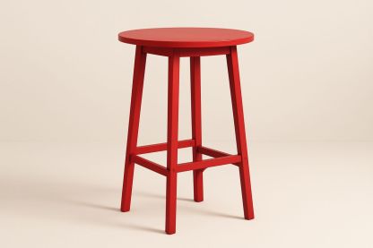 Red Wooden Round Bar Stool 75cm Height-Formdecory