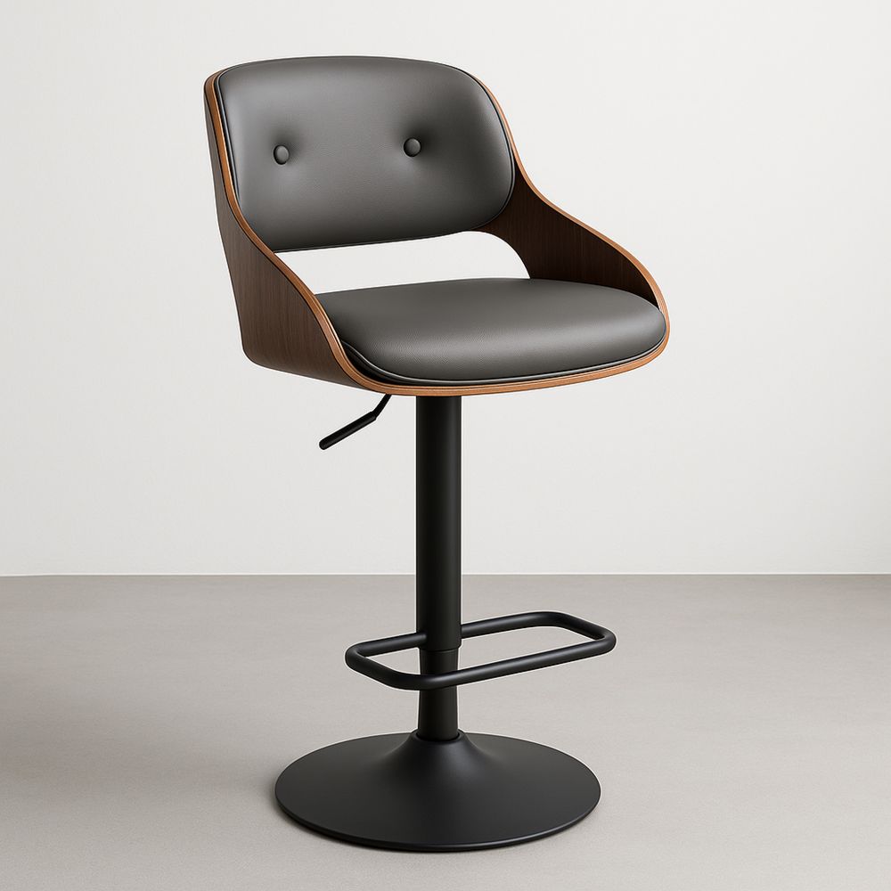 Adjustable Swivel Bar Stool PU Leather and Steel-Formdecory