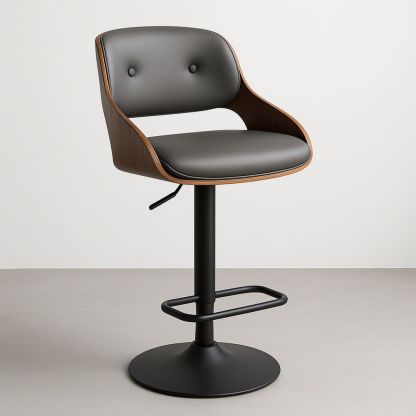 Adjustable Swivel Bar Stool PU Leather and Steel-Formdecory