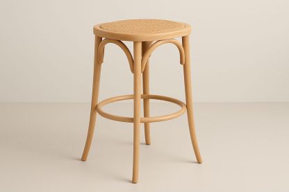 Natural Solid Wood Bar Stool with 75cm Woven Seat-Formdecory