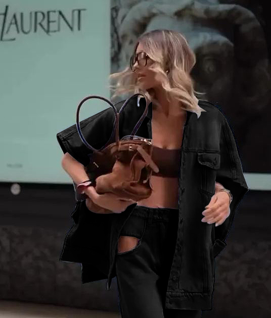 Oversized vintage washed denim vest jeans