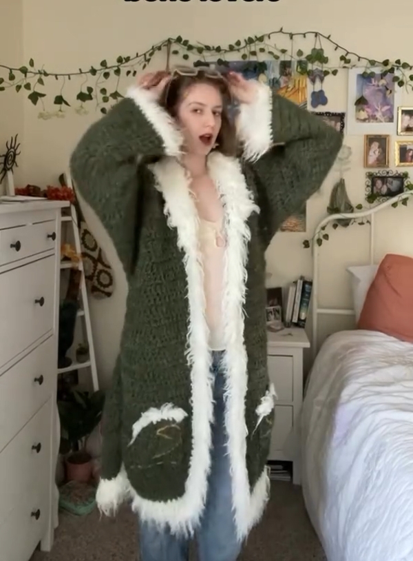 Callistari Bohemian Crochet Patterned Wool Woat