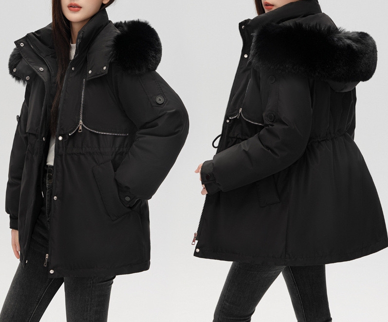 Drawstring waist fur jacket-Massicos