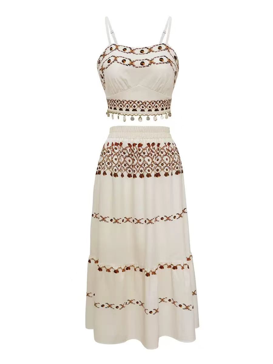 White Soft Floral Embroidered Maxi Set