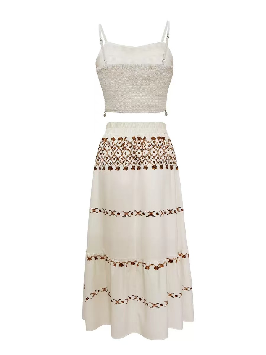 White Soft Floral Embroidered Maxi Set