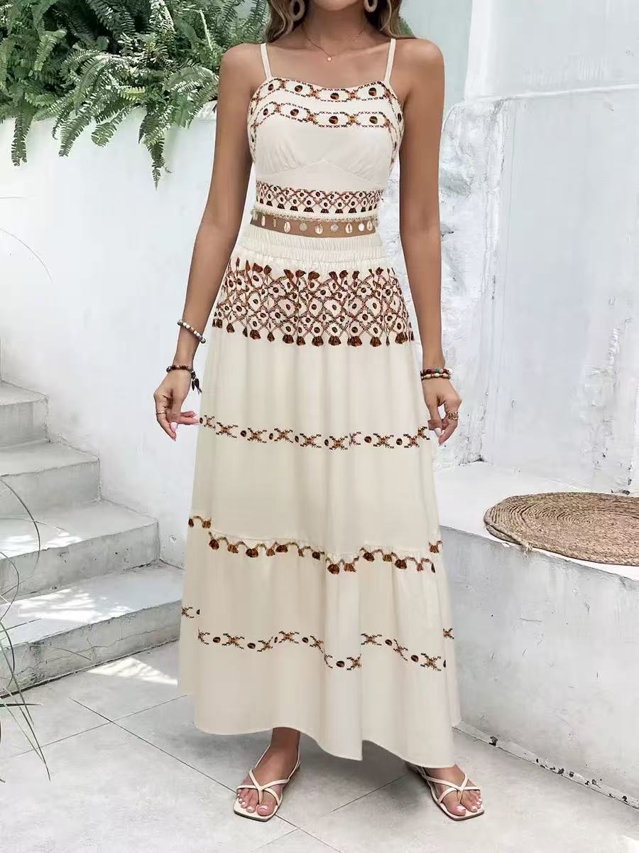 White Soft Floral Embroidered Maxi Set