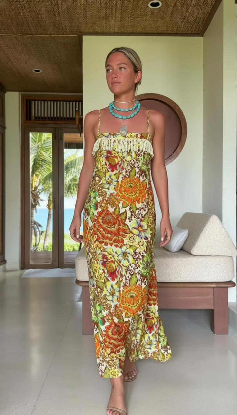 Floral Fringe Trim Maxi Dress product image 1