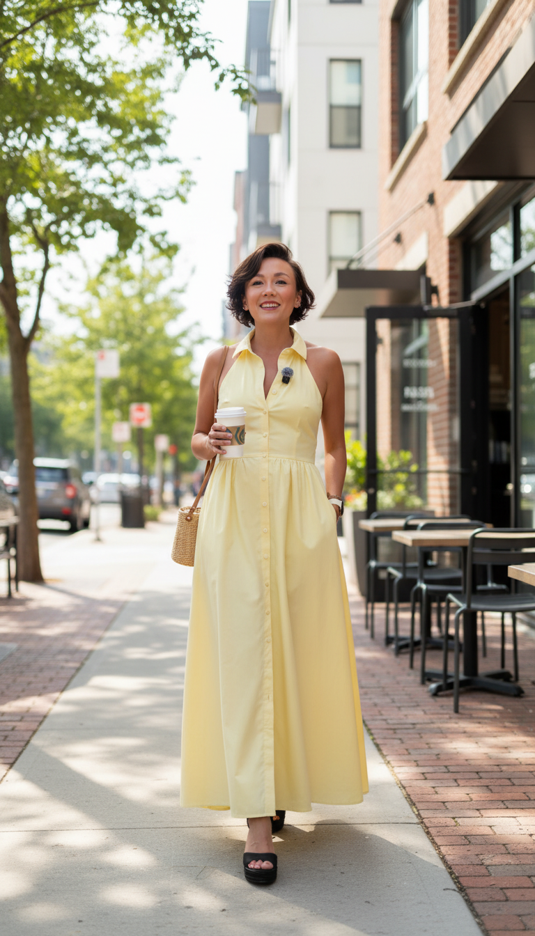 Yellow Button-Down Front Maxi Dress product image 1