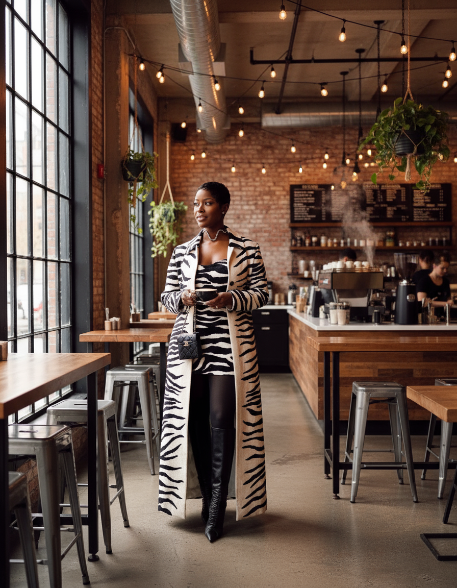 Zebra-print velvet set