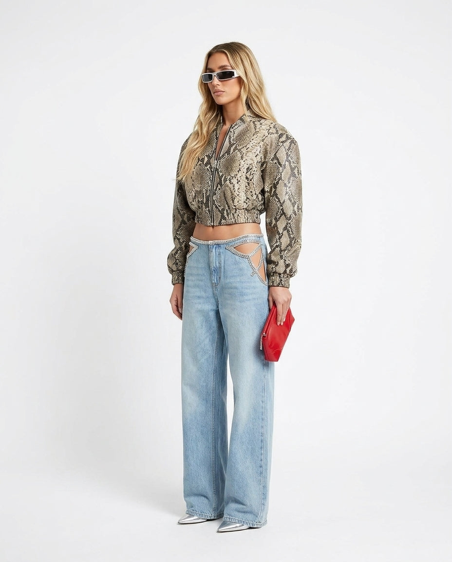 Snake Print Velvet Summer Animal Print Jacket Snake Print Jacket with Asymmetric silhouette and Textured texture, clean studio product view for Business Casual, a gallery opening in Paris, Euro Chic Premium by Massicos