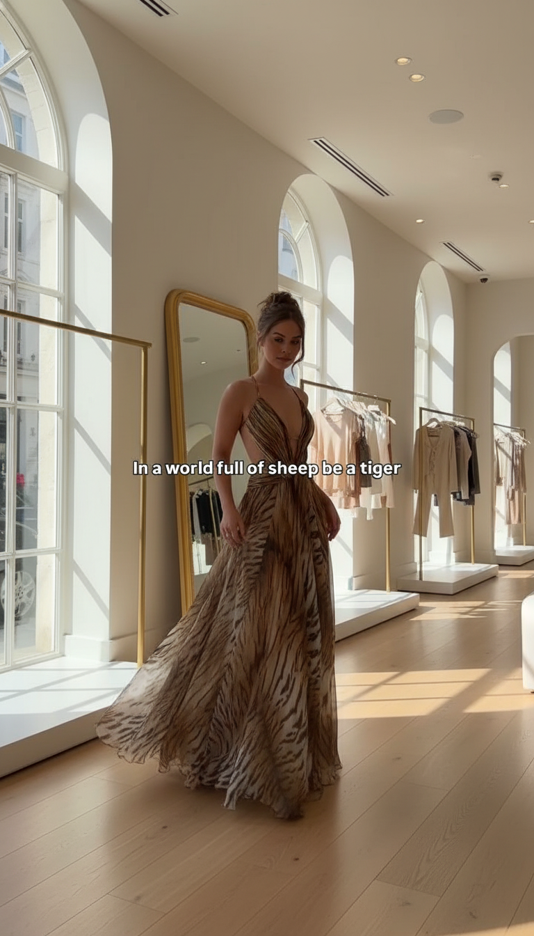 Brown Animal Print Backless Open-Back Maxi Dress product image 2
