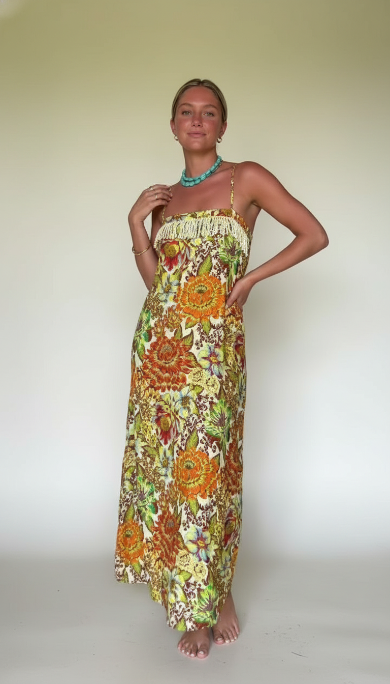 Floral Fringe Trim Maxi Dress product image 2