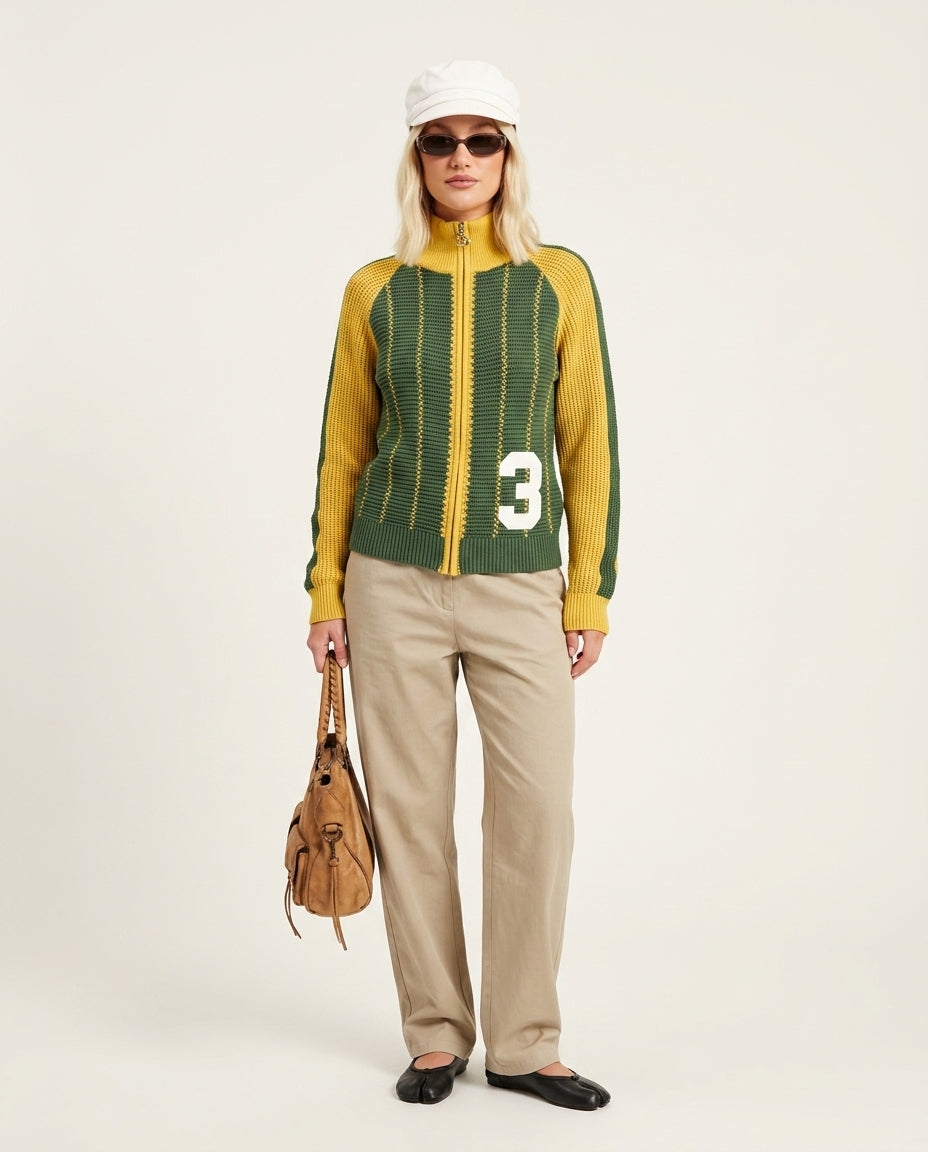 Sage Muse Summer Striped Jacket Sage Jacket with Relaxed Fit silhouette and Ribbed Knit texture, side or back garment view for Weekend Styling, a polished coastal brunch, US East / Hamptons Elite by Massicos