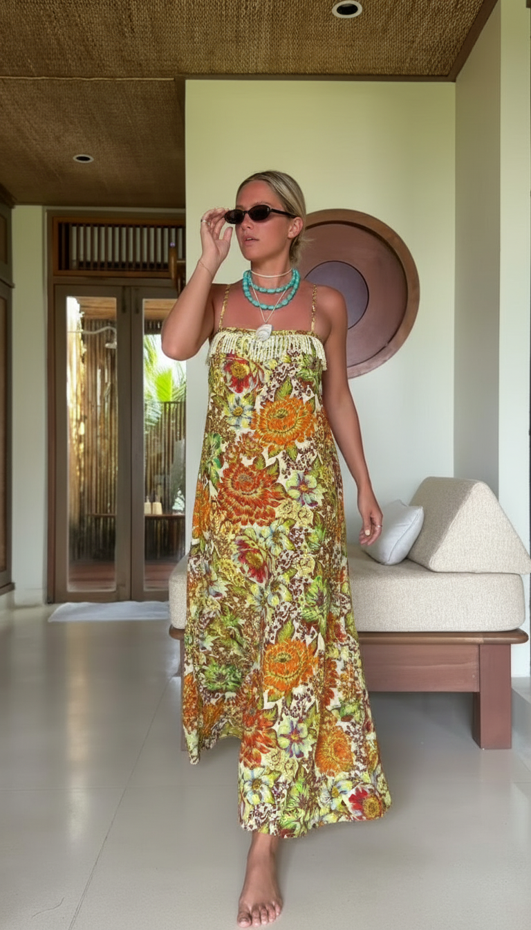 Floral Fringe Trim Maxi Dress product image 3