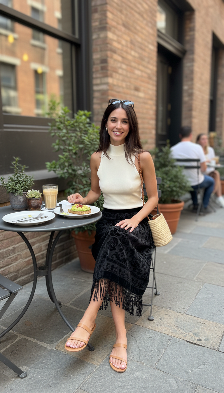 Black Floral Fringe Skirt Set product image 3