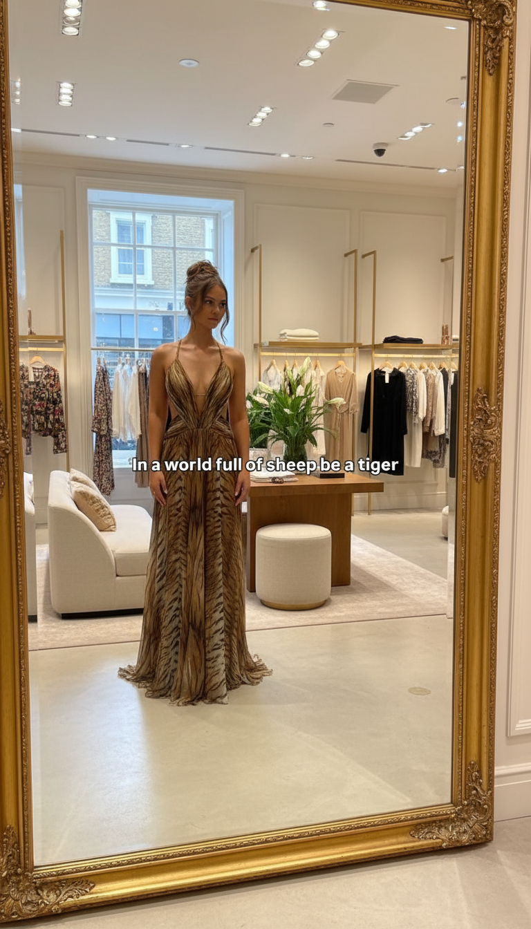 Brown Animal Print Backless Open-Back Maxi Dress product image 3