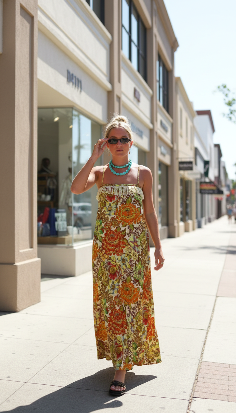 Floral Fringe Trim Maxi Dress product image 4
