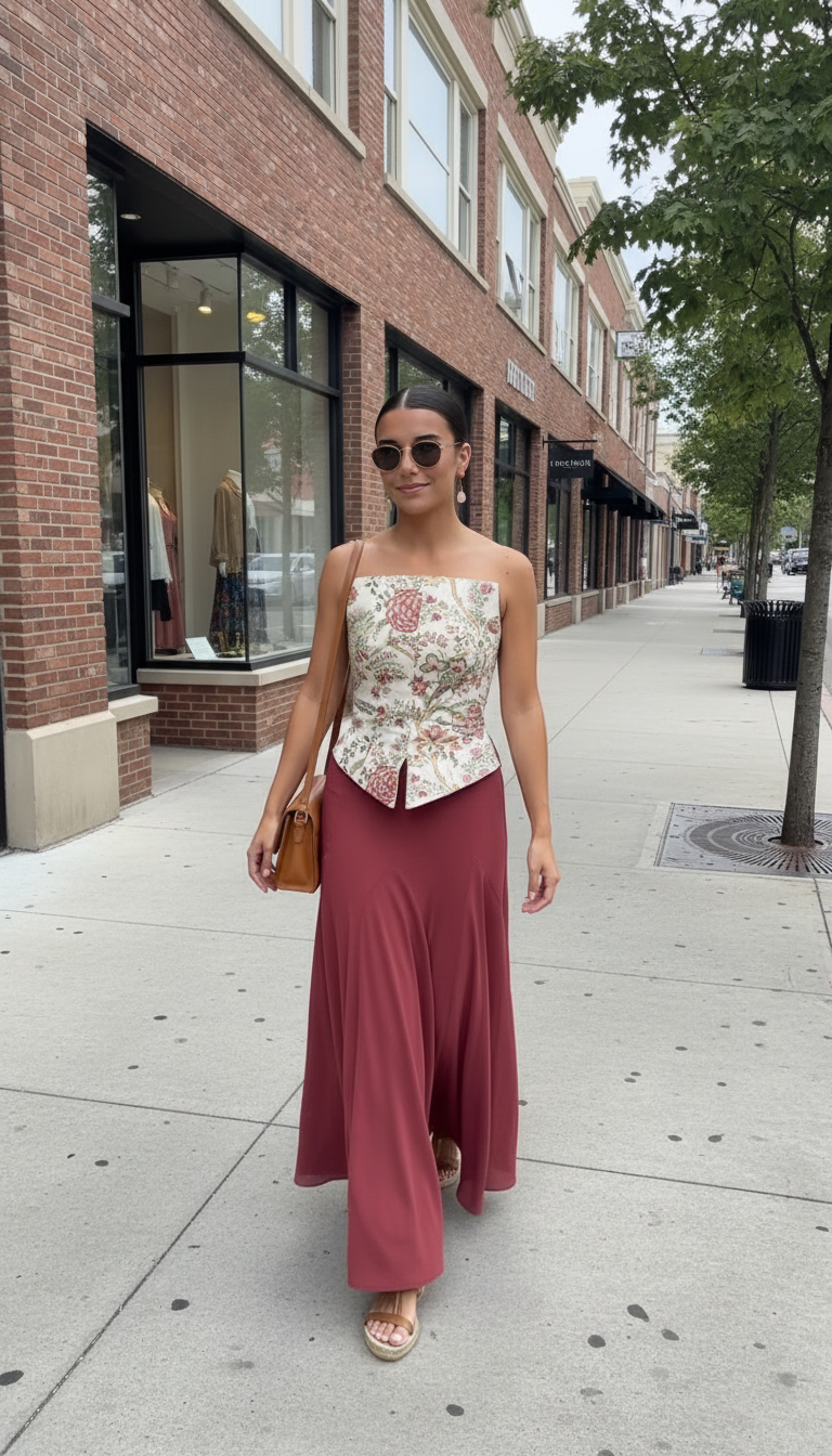 Floral Structured Peplum Hem Skirt Set product image 4