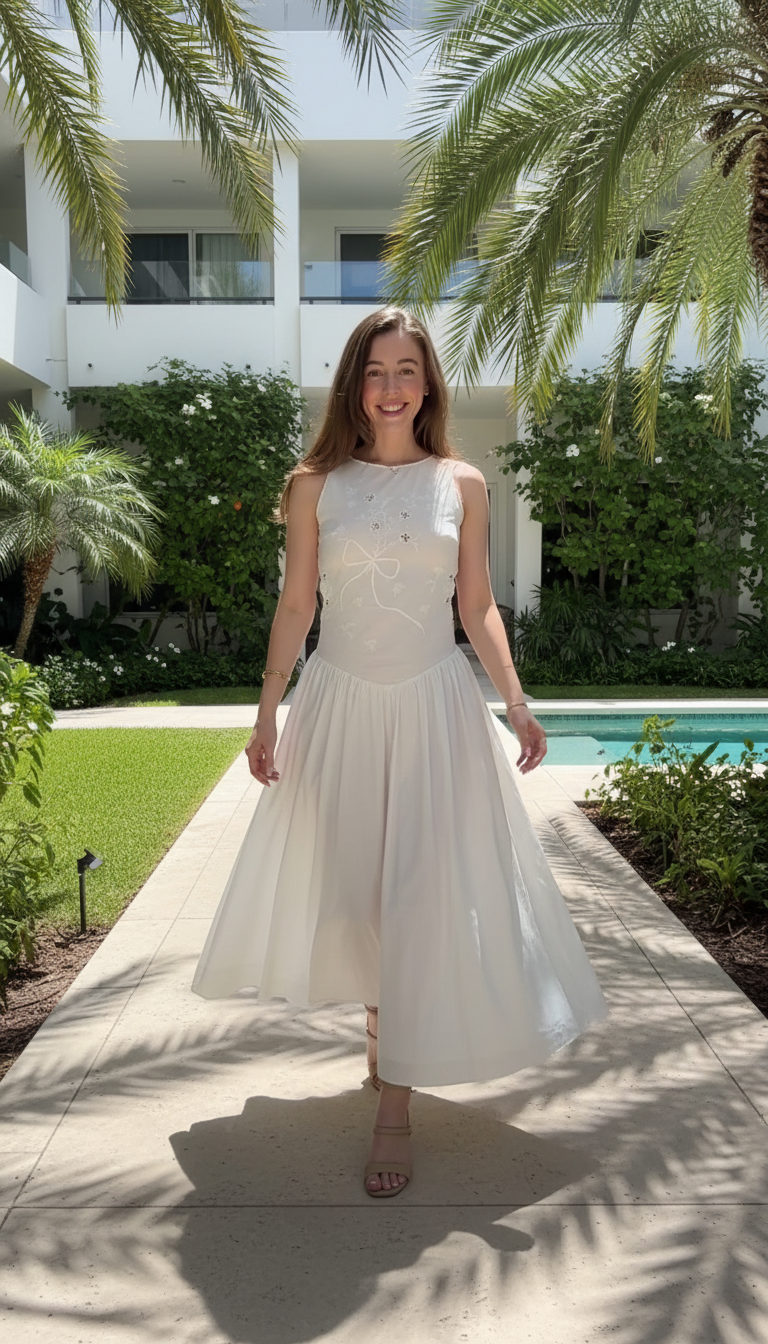 White Embroidered Print Embroidered Cutout Sides Maxi Dress product image 4