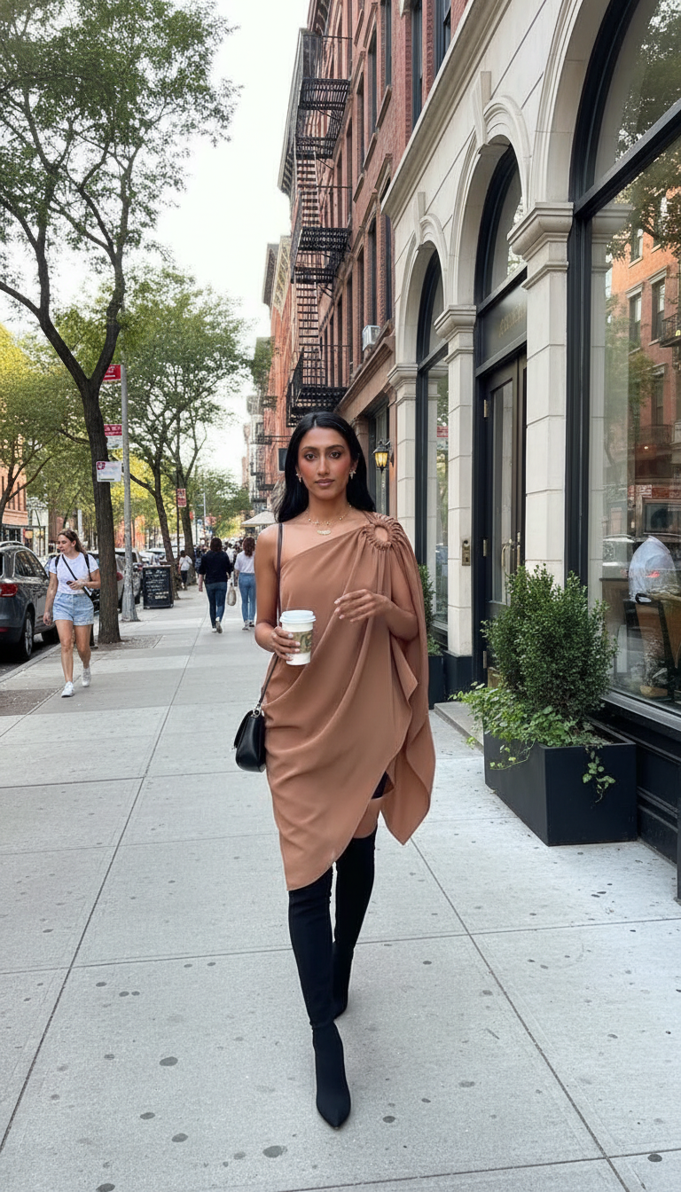 Brown Draped Design Shoulder Detail Jumpsuit product image 4