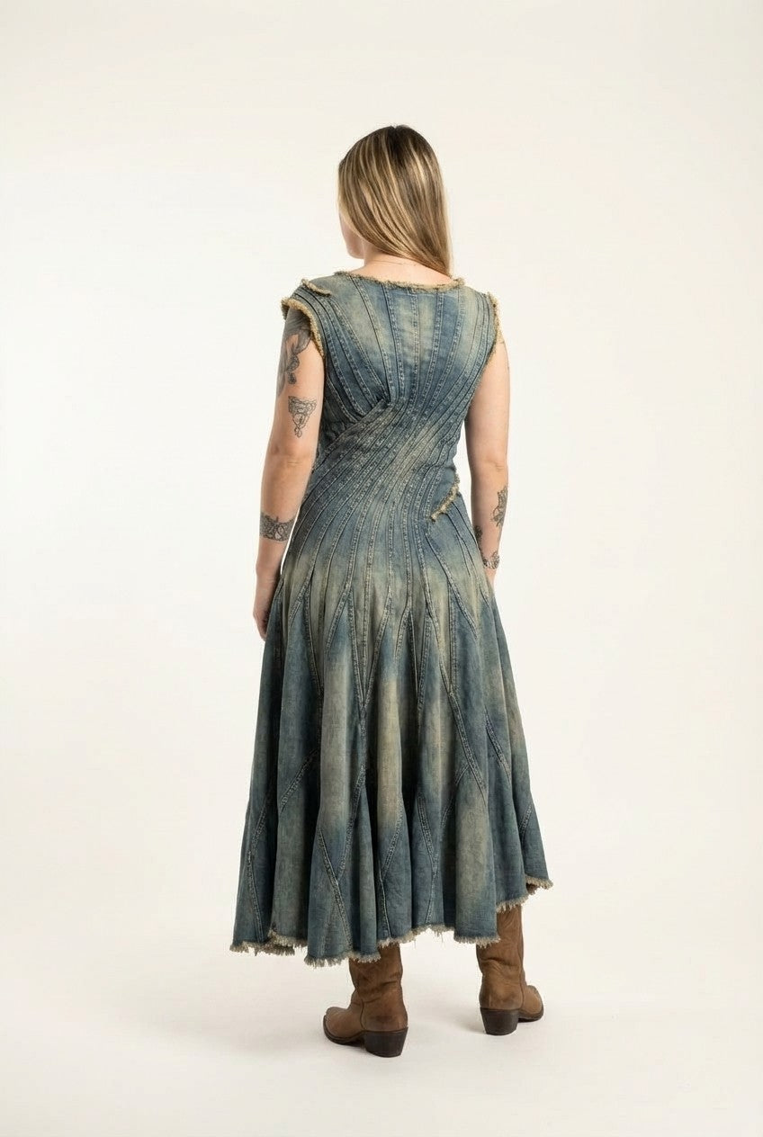 Indigo Sculpted Denim Dress