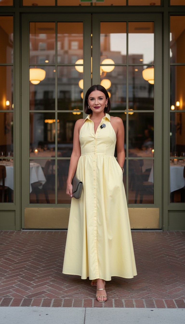 Yellow Button-Down Front Maxi Dress product image 5