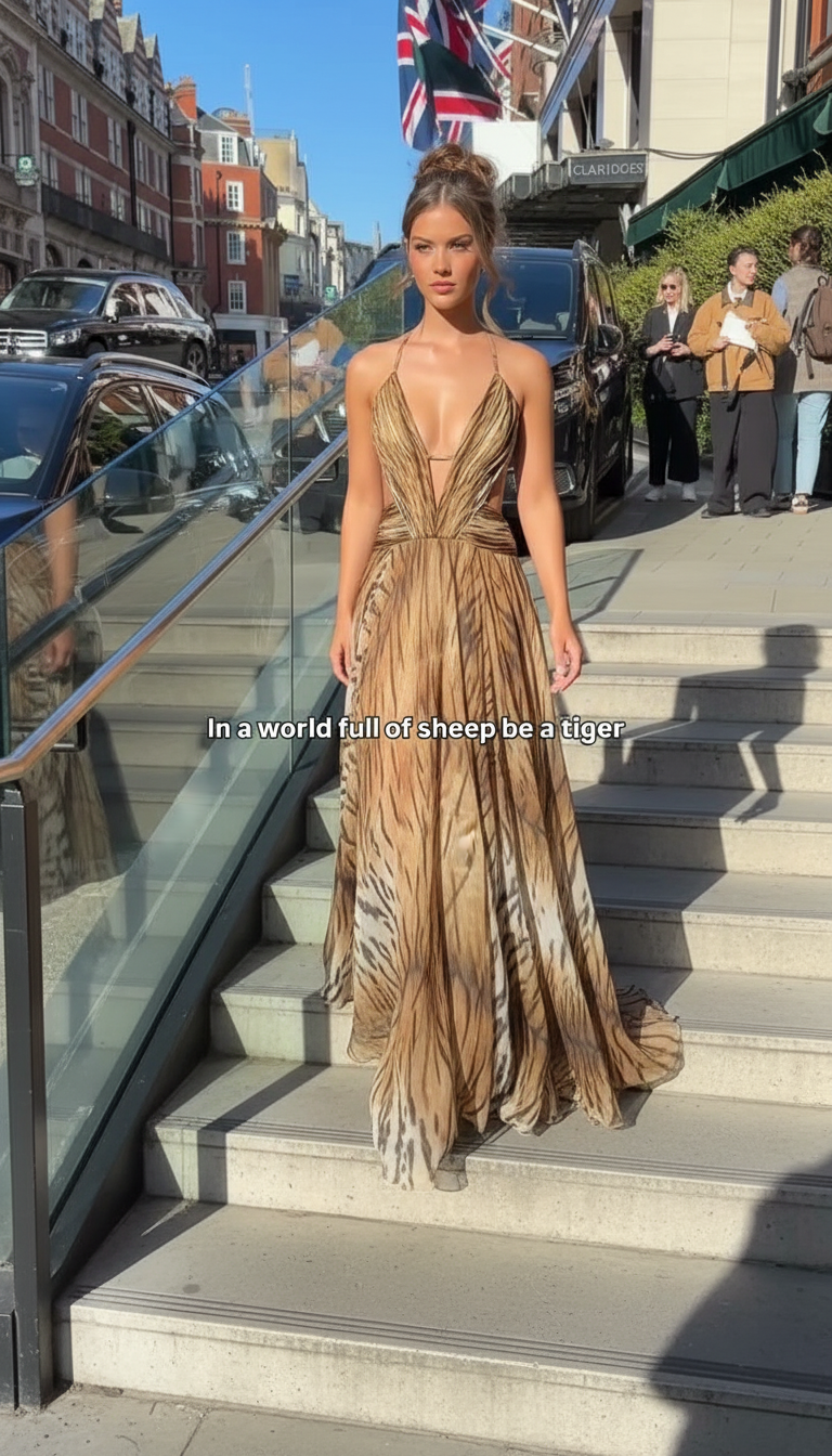 Brown Animal Print Backless Open-Back Maxi Dress product image 5