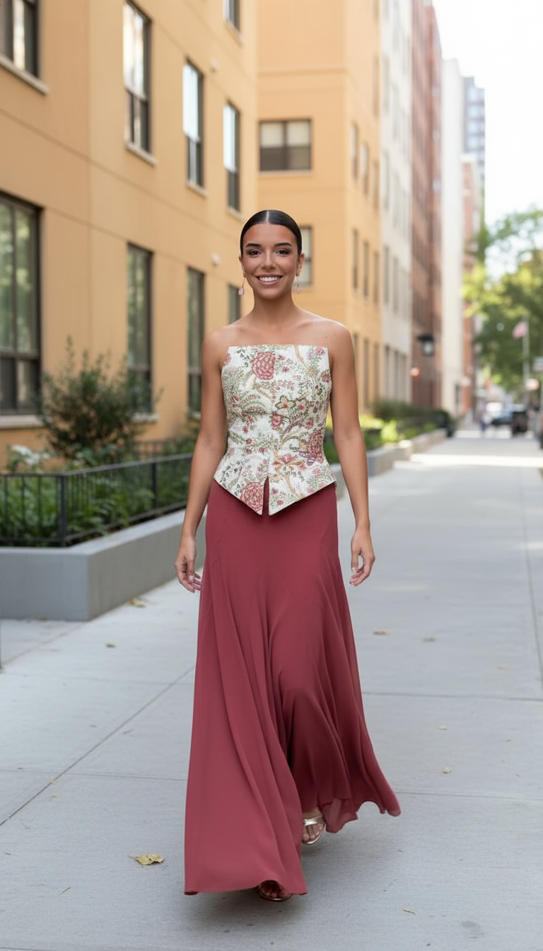 Floral Structured Peplum Hem Skirt Set product image 5