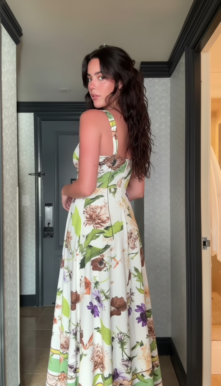 White Floral V-Neck Twist Front Maxi Dress product image 5