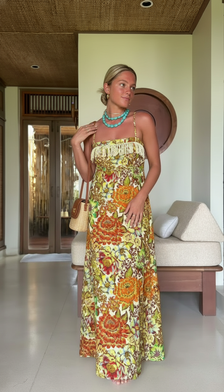 Floral Fringe Trim Maxi Dress product image 5