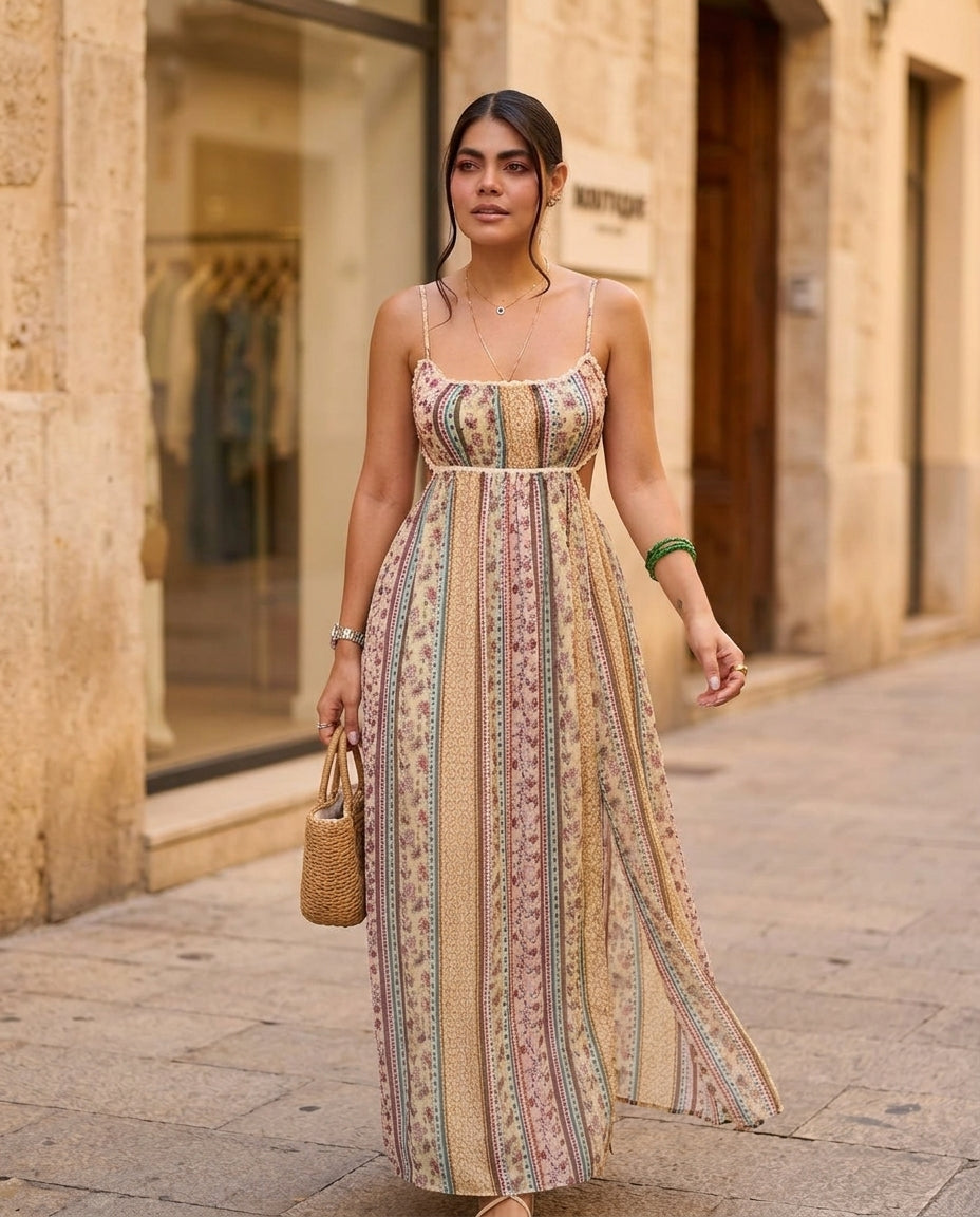 Butter Yellow Allure Resort Floral Maxi Dress Butter Yellow Maxi Dress with Relaxed Fit silhouette and Textured texture, fabric and construction detail for Resort Wear, Sunset in Malibu, US Coastal Glam by Massicos