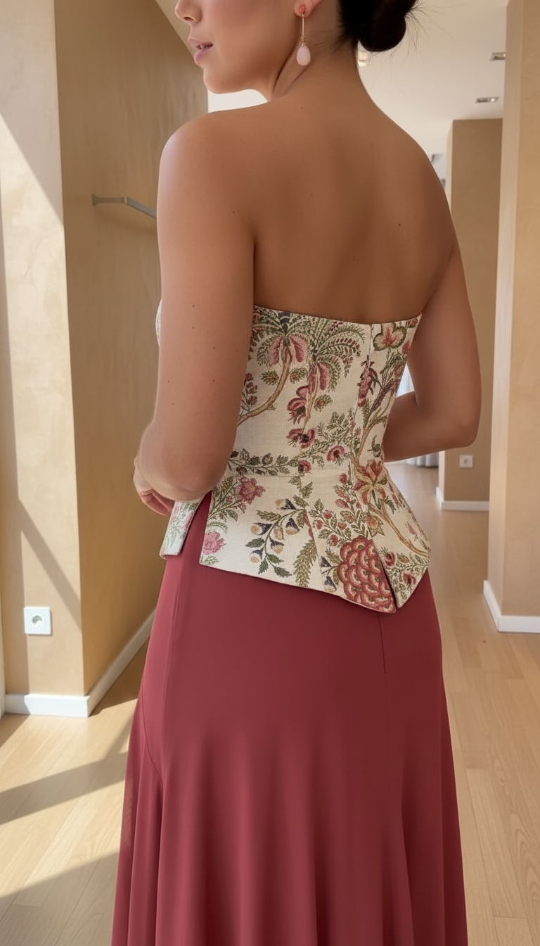 Floral Structured Peplum Hem Skirt Set product image 7