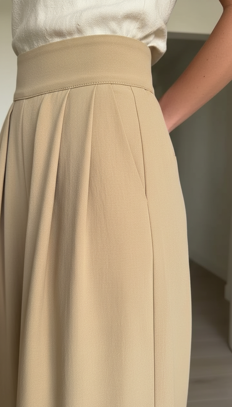Beige Pleated Wide-Leg Pleats Pant Set product image 7