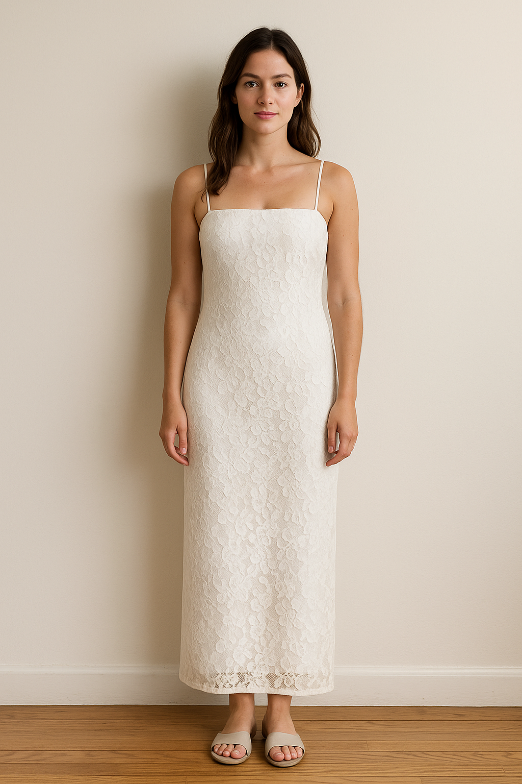 White Floral Lace Sheer Maxi Dress product image 7
