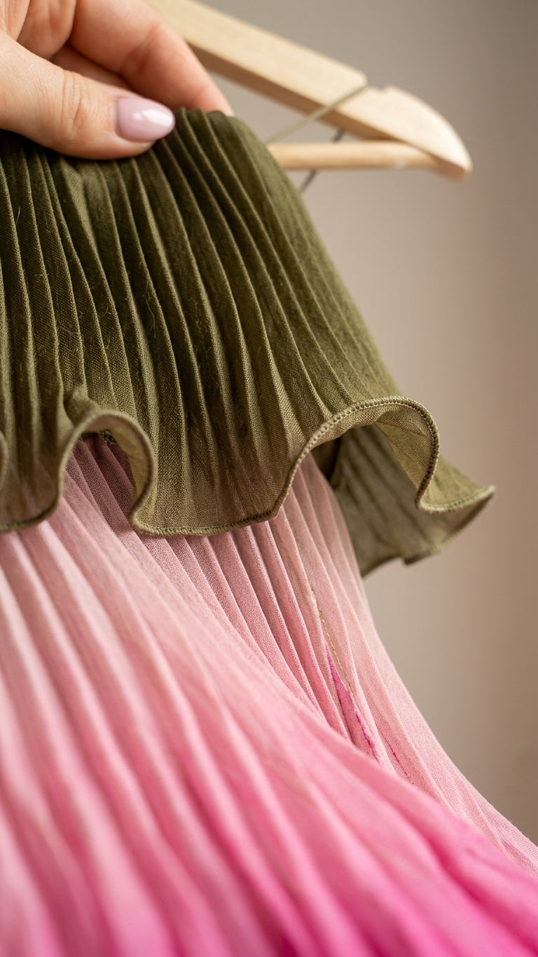 Pink Lustre Resort Pleated Maxi Dress Pink Maxi Dress with Asymmetric silhouette and Textured texture, additional styling view for Resort Wear, a gallery opening in Paris, Euro Chic Premium by Massicos