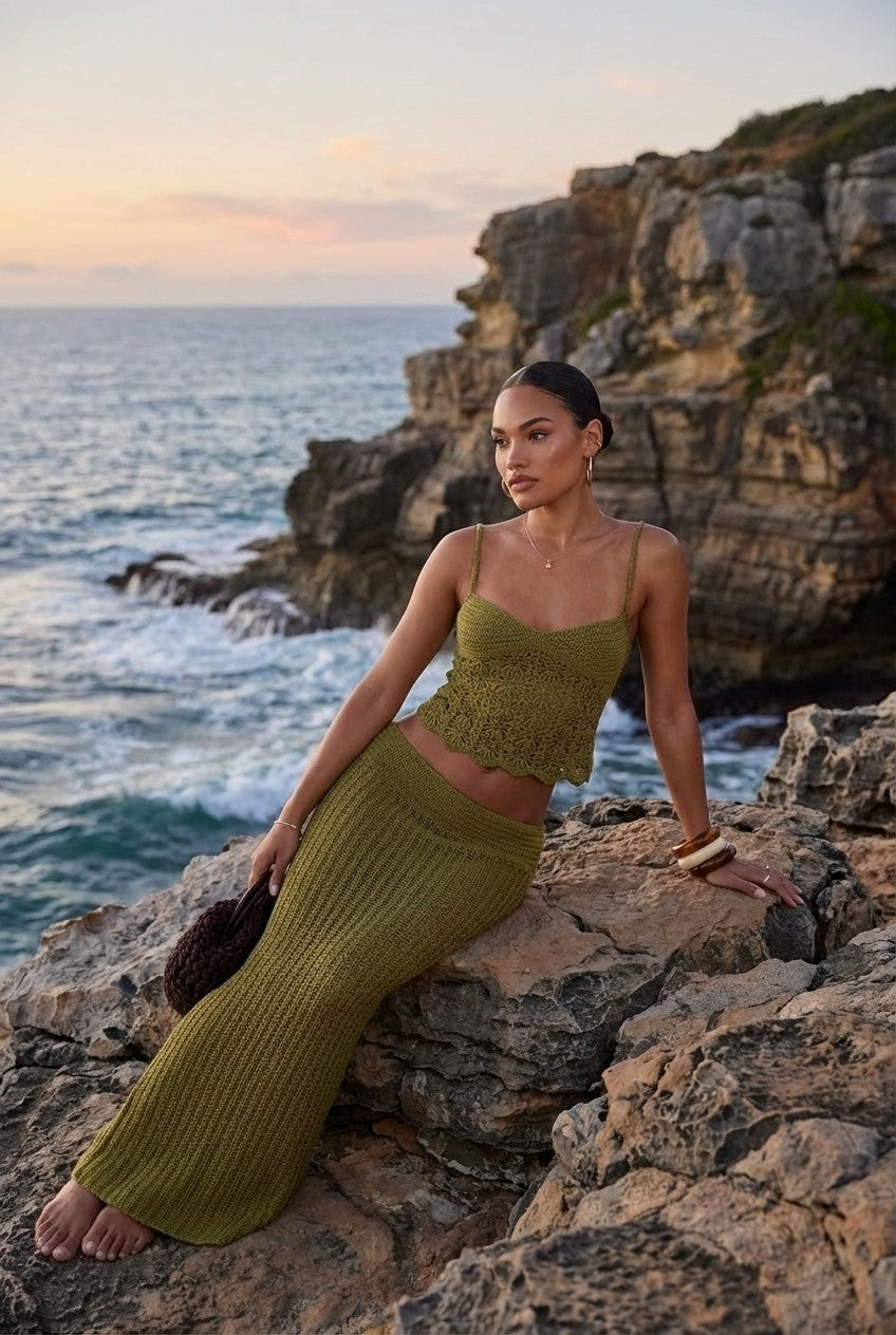 Olive Whisper Knit Set