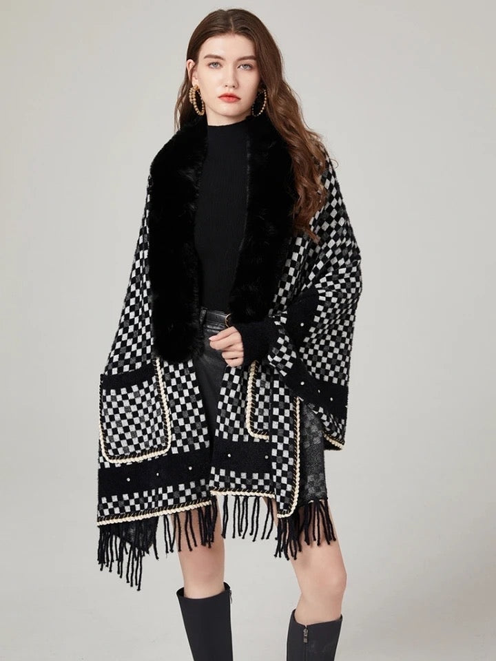 Faux Fur Mink Cashmere Tassel Capes - comes in three colours-CALLISTARI