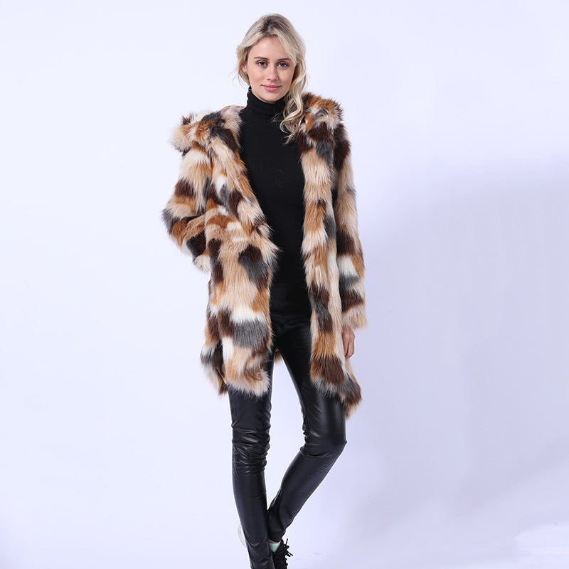 Hooded asymmetric faux fur coats-CALLISTARI