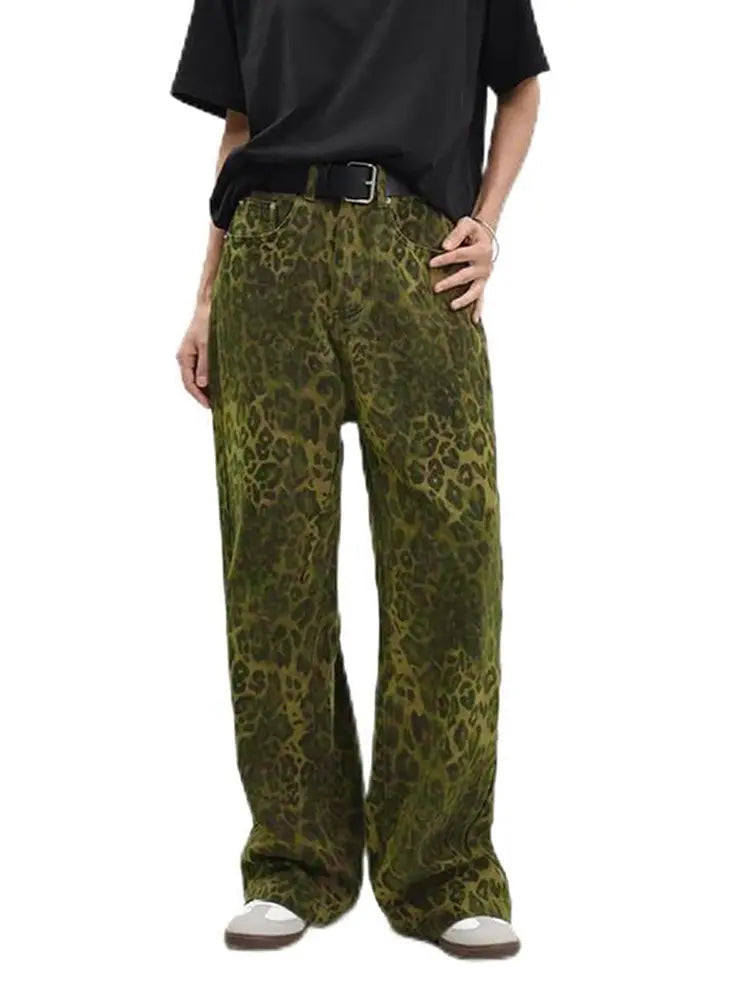 Vintage Leopard Print Jeans-Massicos