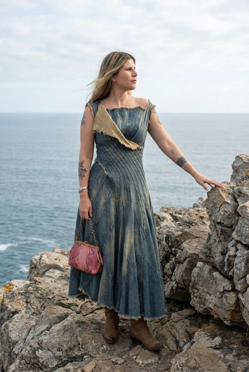 Indigo Sculpted Denim Dress