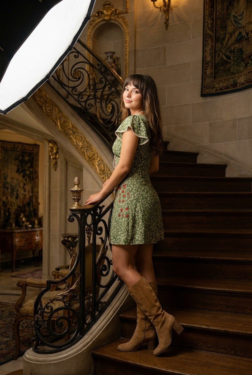 Verdant Bloom Mini Dress