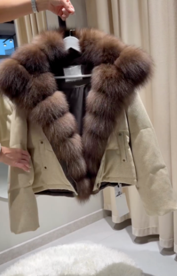 Neutral-colored practical coat