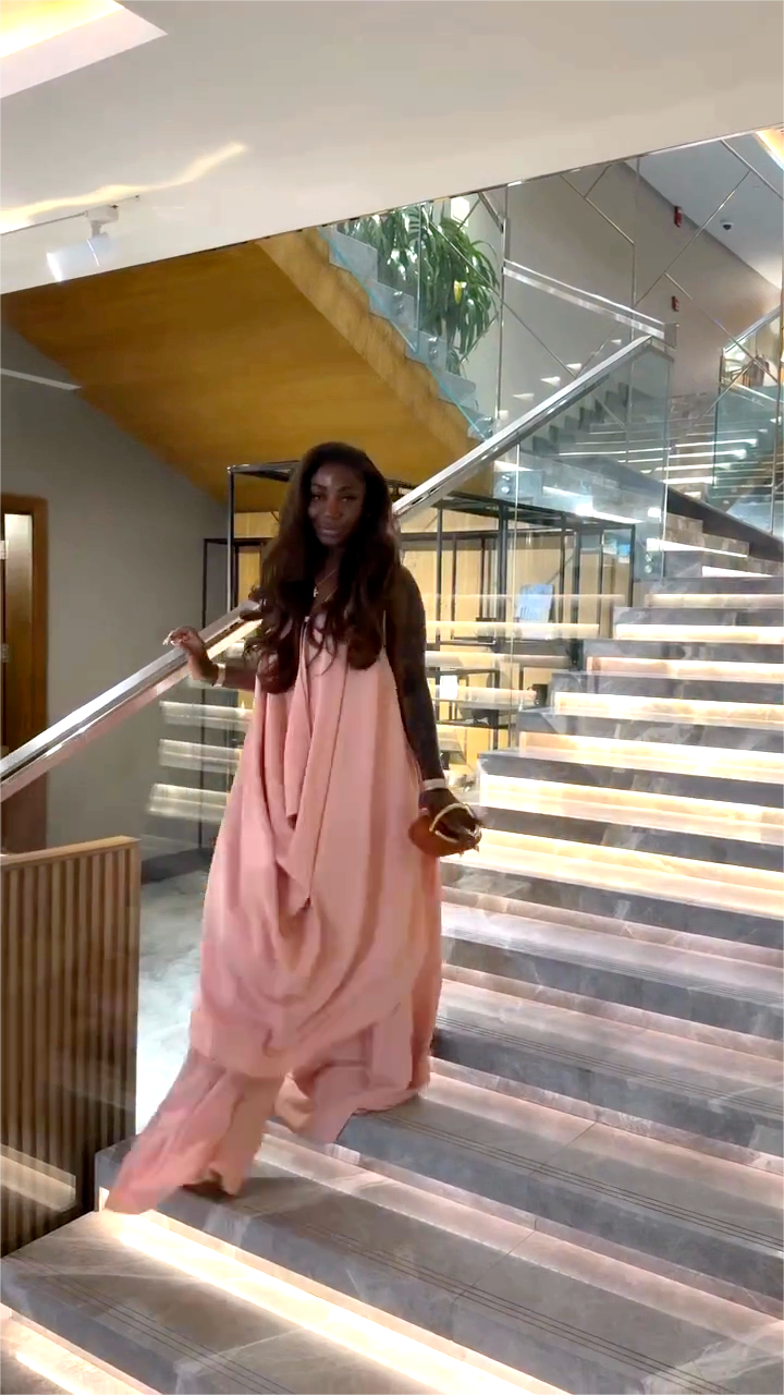 Ruffled backless top and wide-leg pants set