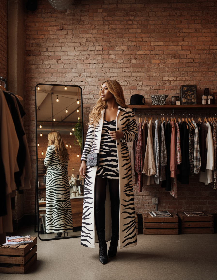 Zebra-print velvet set