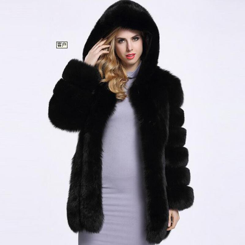 Hooded fluffy faux fur coats-CALLISTARI