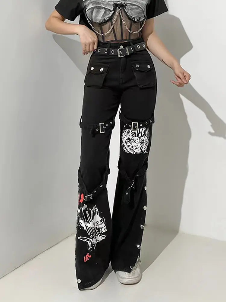Street Style Printed Jeans-Massicos
